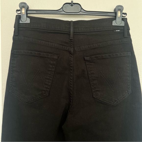 Mother The Dagger Flood Wide Leg Jeans - Bandana Hem - Black Wash - Size 29 - Picture 8 of 16